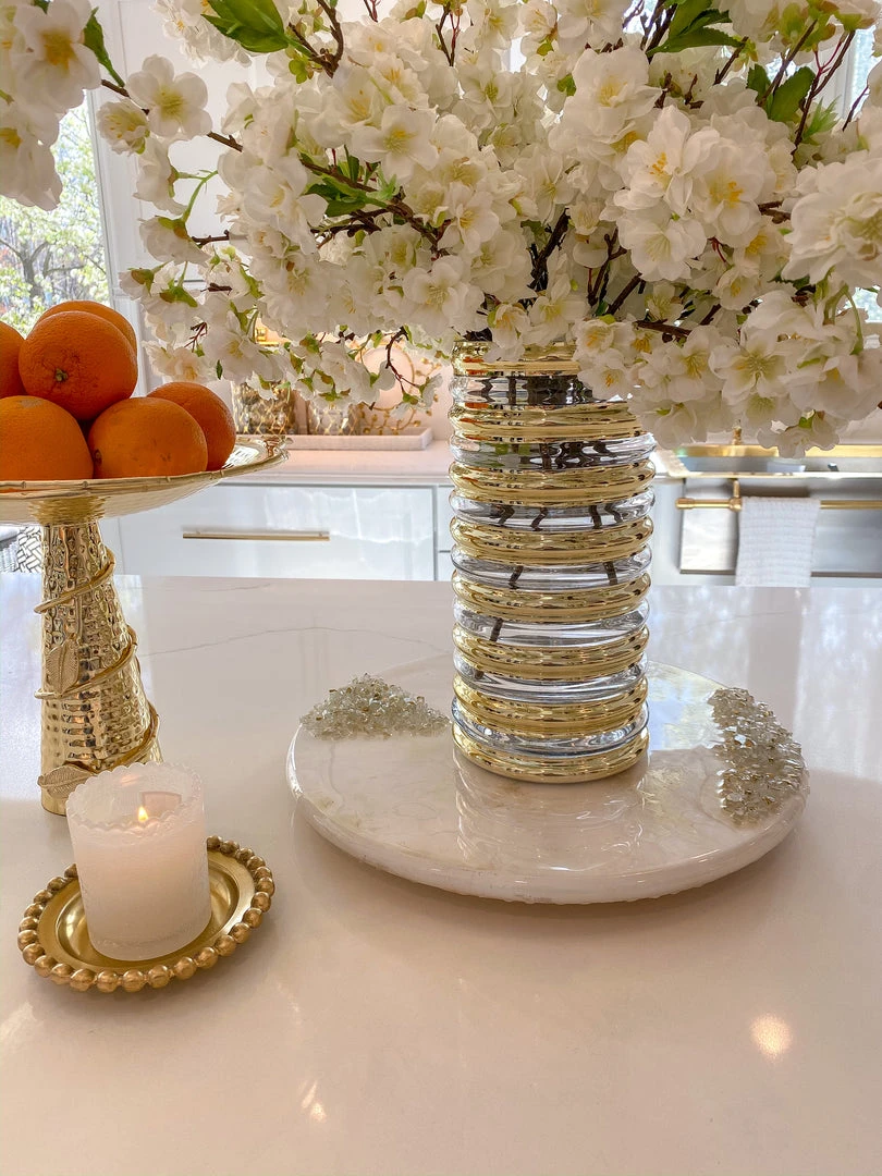 Inspire Me! Home Decor Gold Ribbed Glass Vase (2 Sizes) 5 Inspire Me! Home Decor Gold Ribbed Glass Vase (2 Sizes)