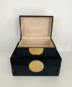 Inspire Me! Home Decor Set Of 2 Velvet Black Boxes With Gold Circle 13 Inspire Me! Home Decor Set Of 2 Velvet Black Boxes With Gold Circle
