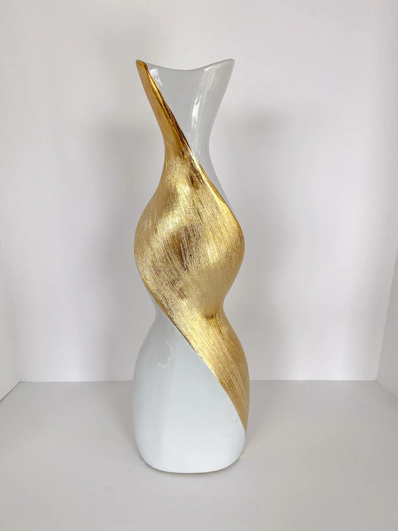 Inspire Me! Home Decor Gold And White Twisted Vase (2 Sizes) 12 Inspire Me! Home Decor Gold And White Twisted Vase (2 Sizes)