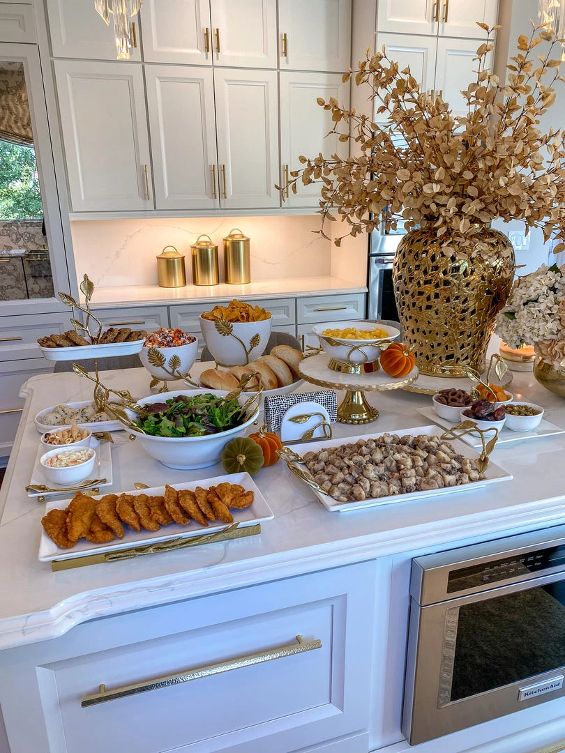 Inspire Me! Home Decor White Ceramic Tray With Gold Leaf Handles 6 Inspire Me! Home Decor White Ceramic Tray With Gold Leaf Handles