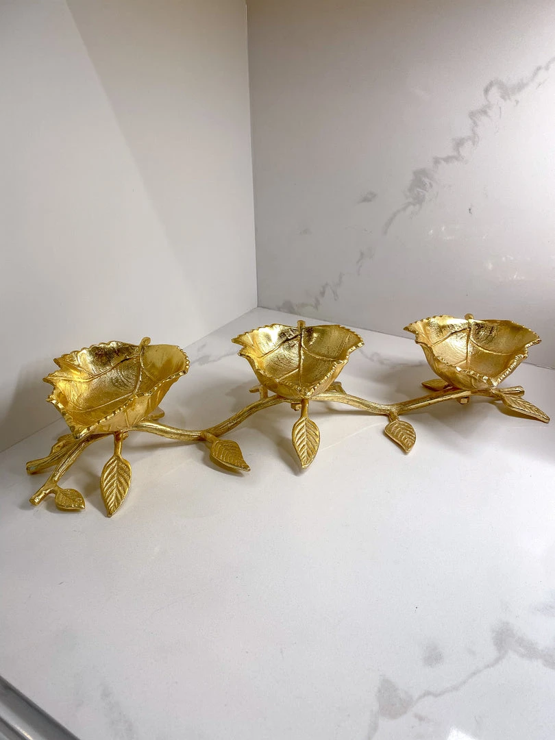 Inspire Me! Home Decor Gold Leaf 3 Section Bowls On Vine Stand 4 Inspire Me! Home Decor Gold Leaf 3 Section Bowls On Vine Stand