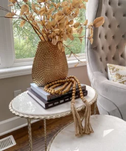 Inspire Me! Home Decor Beaded Textured Wide Gold Vase