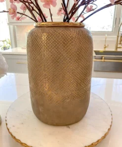 Inspire Me! Home Decor Ceramic Large Grey Vase W/ Gold Raised Design 6 Inspire Me! Home Decor Ceramic Large Grey Vase W/ Gold Raised Design