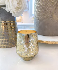 Inspire Me! Home Decor Metallic Gold And Silver Paloma Flower Scented Candle