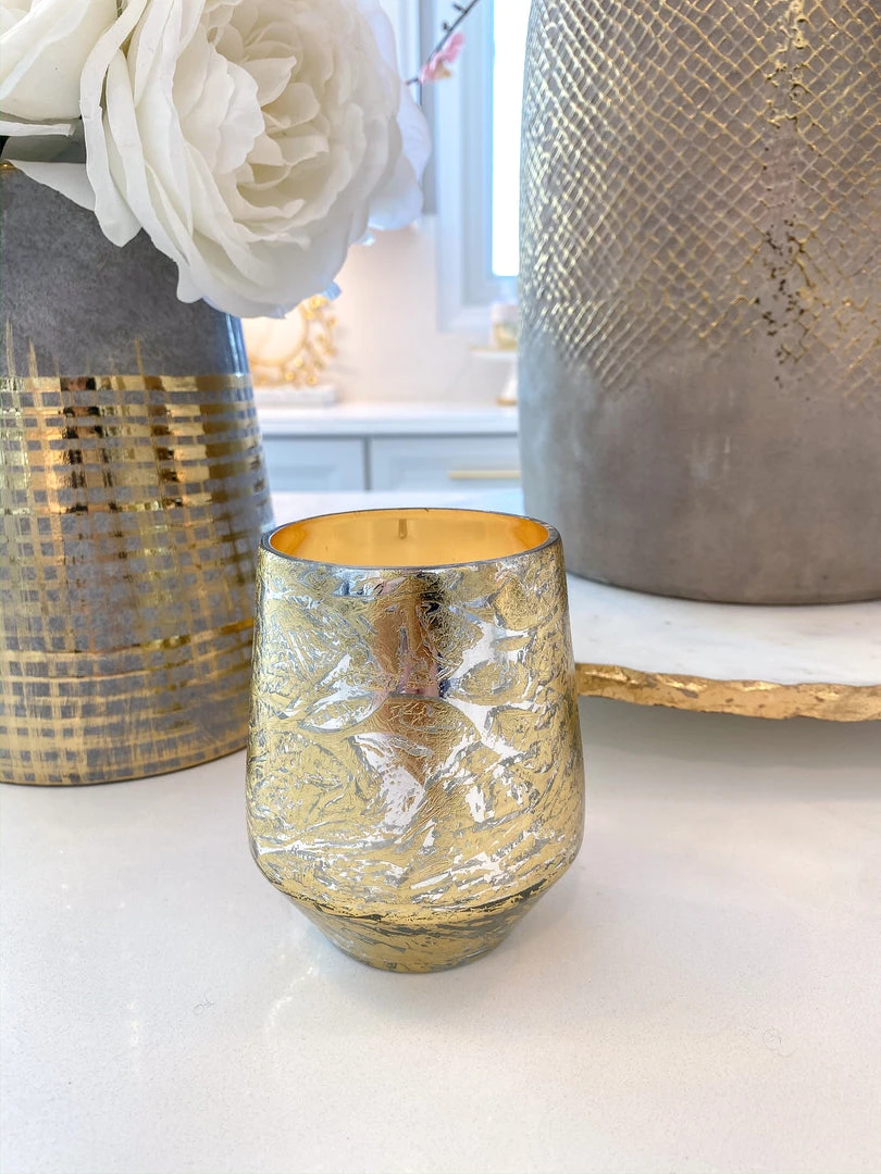 Inspire Me! Home Decor Metallic Gold And Silver Paloma Flower Scented Candle 3 Inspire Me! Home Decor Metallic Gold And Silver Paloma Flower Scented Candle