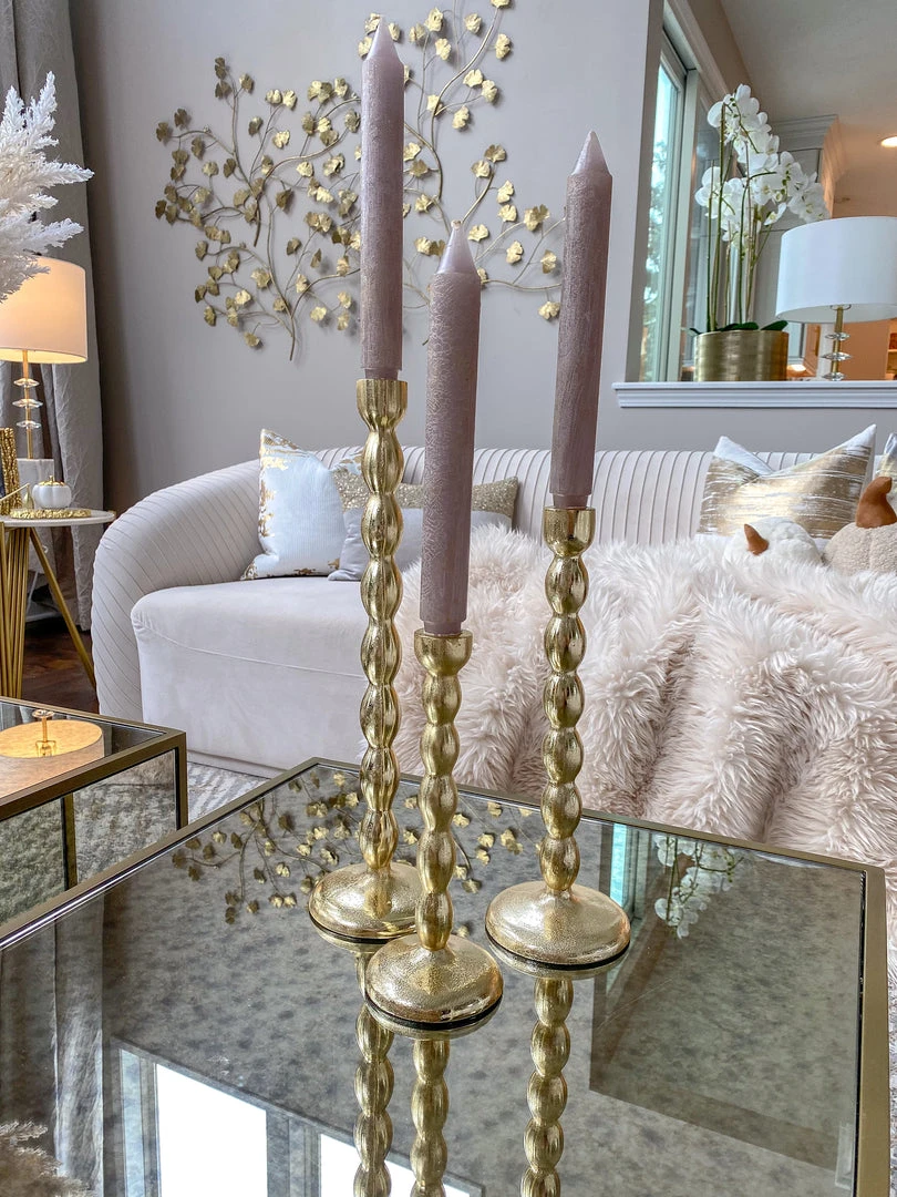 Inspire Me! Home Decor Gold Bead Design Candle Stick (3 Sizes) 4 Inspire Me! Home Decor Gold Bead Design Candle Stick (3 Sizes)