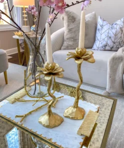 Inspire Me! Home Decor Gold Floral Candle Stick (2 Sizes)