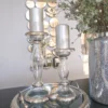 Inspire Me! Home Decor Glass Candle Holder With Silver Ruffle Detail (2 Sizes) 2 Inspire Me! Home Decor Glass Candle Holder With Silver Ruffle Detail (2 Sizes)