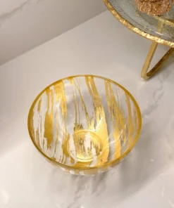 Inspire Me! Home Decor Gold Brushed Glass Snack/ Salad Bowl