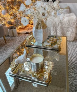 Inspire Me! Home Decor Rectangular Mirror Tray With Silver Border And Gold Leaf Design (2 Sizes) 9 Inspire Me! Home Decor Rectangular Mirror Tray With Silver Border And Gold Leaf Design (2 Sizes)