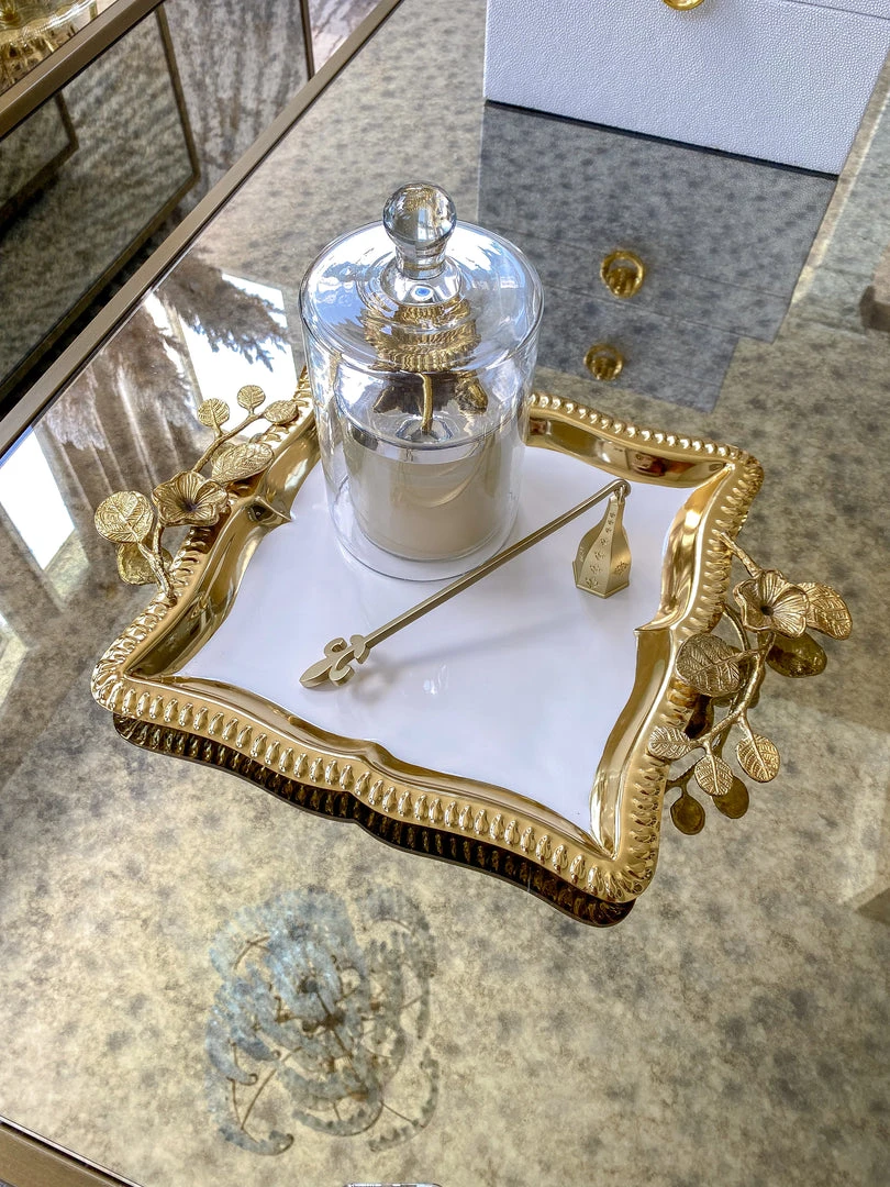 Inspire Me! Home Decor Square Gold Floral Tray With White Enamel Interior 7 Inspire Me! Home Decor Square Gold Floral Tray With White Enamel Interior