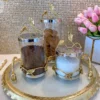 Inspire Me! Home Decor Hammered Glass Canister W/ Gold Leaf Lid (3 Sizes) 2 Inspire Me! Home Decor Hammered Glass Canister W/ Gold Leaf Lid (3 Sizes)