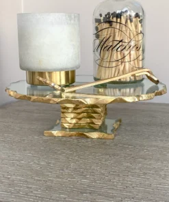 Inspire Me! Home Decor Stacked Glass Cake Stand With Textured Gold Rim (2 Sizes ) 24 Inspire Me! Home Decor Stacked Glass Cake Stand With Textured Gold Rim (2 Sizes )