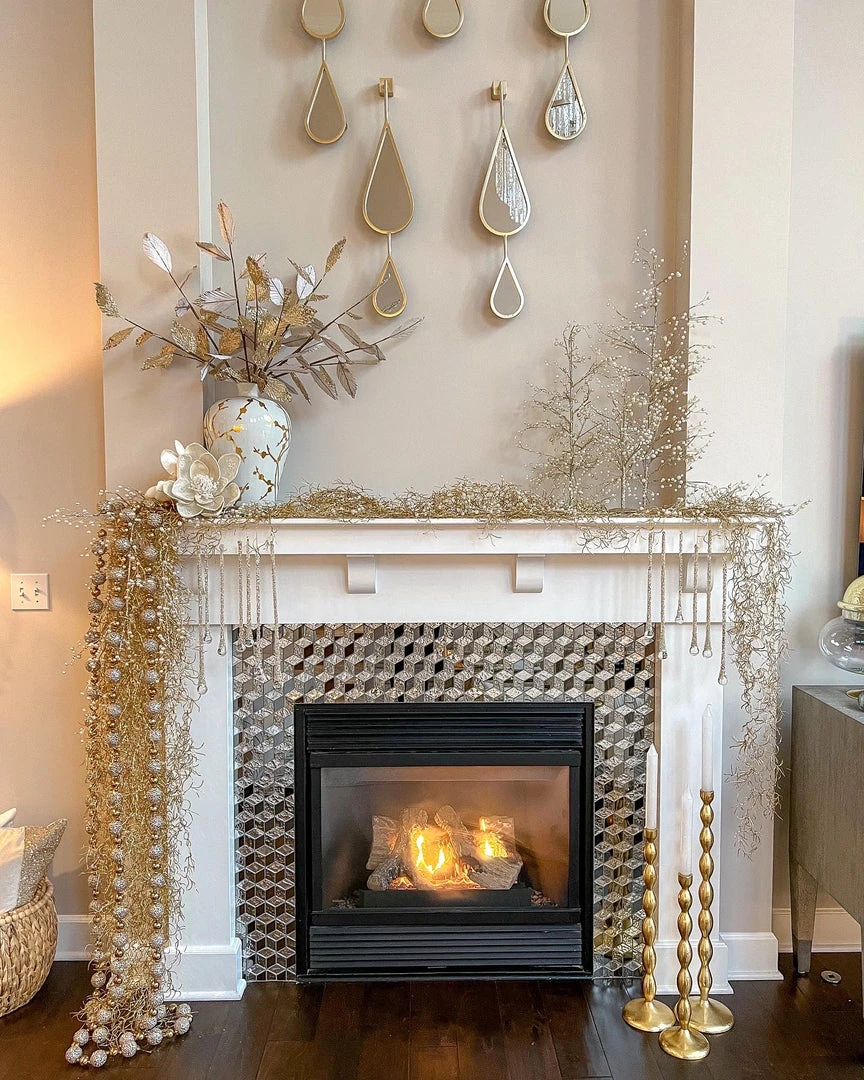 Inspire Me! Home Decor Glittered Ball Garland Silver 5 Inspire Me! Home Decor Glittered Ball Garland Silver