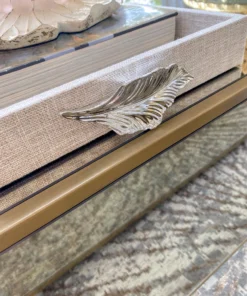 Inspire Me! Home Decor Grey Textile Tray With Silver Leaf Handle (2 Sizes) 13 Inspire Me! Home Decor Grey Textile Tray With Silver Leaf Handle (2 Sizes)