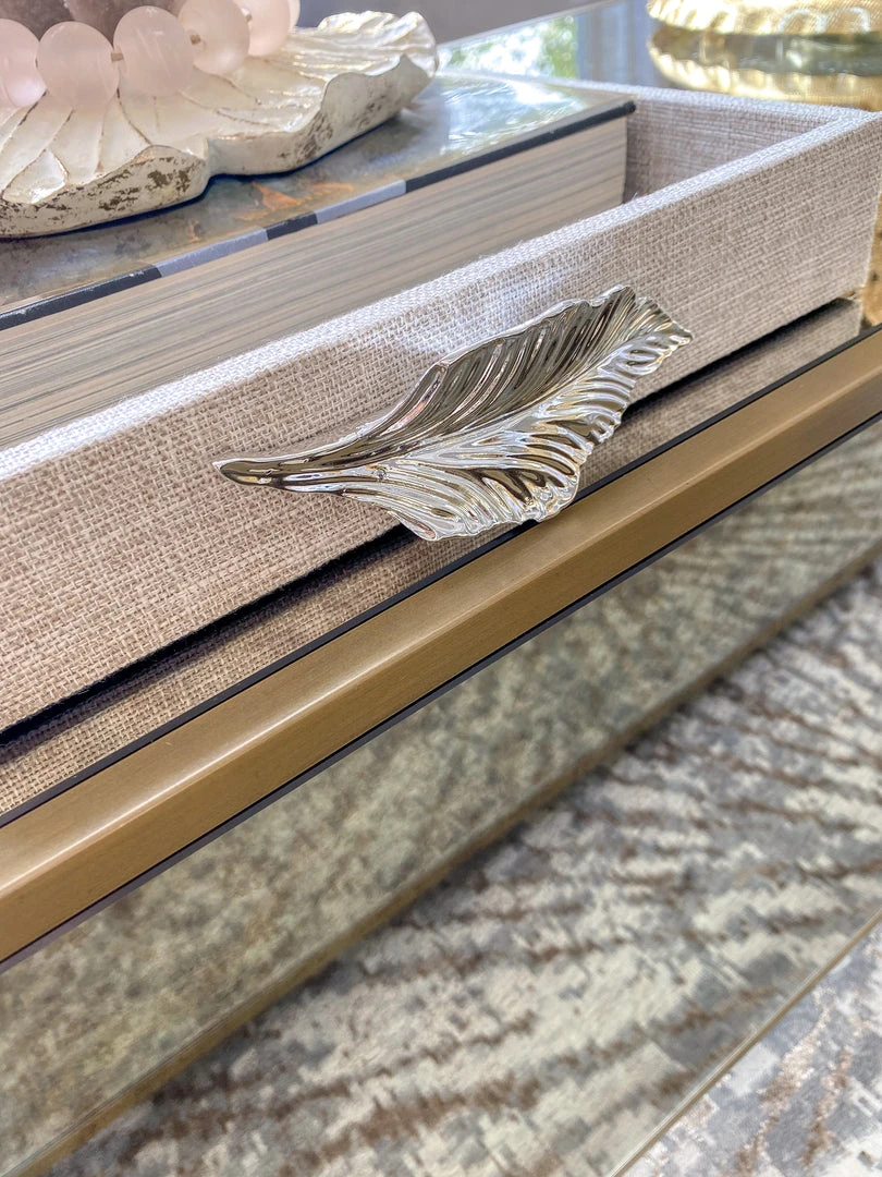 Inspire Me! Home Decor Grey Textile Tray With Silver Leaf Handle (2 Sizes) 8 Inspire Me! Home Decor Grey Textile Tray With Silver Leaf Handle (2 Sizes)