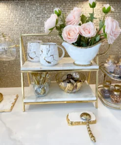 Inspire Me! Home Decor Two Tiered Marble Stand W/ Gold Frame 8 Inspire Me! Home Decor Two Tiered Marble Stand W/ Gold Frame