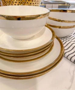 Inspire Me! Home Decor White And Gold Rimmed Porcelain Dinner Set ( 12 Piece Set ) 7 Inspire Me! Home Decor White And Gold Rimmed Porcelain Dinner Set ( 12 Piece Set )
