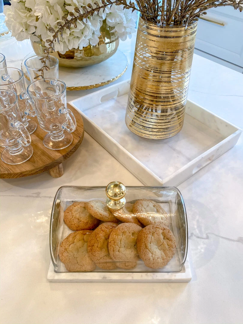 Inspire Me! Home Decor Marble Cake Platter With Metallic Handled Glass Dome (2 Colored Handles) 3 Inspire Me! Home Decor Marble Cake Platter With Metallic Handled Glass Dome (2 Colored Handles)