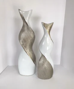 Inspire Me! Home Decor Silver And White Twisted Vase (2 Sizes)