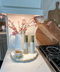 Inspire Me! Home Decor Lotus Shaped Marble Spice Dish W/ Spoon