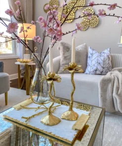 Inspire Me! Home Decor Gold Floral Candle Stick (2 Sizes)