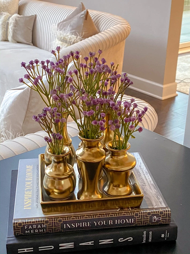 Inspire Me! Home Decor Square Base Gold Vase Display 3 Inspire Me! Home Decor Square Base Gold Vase Display