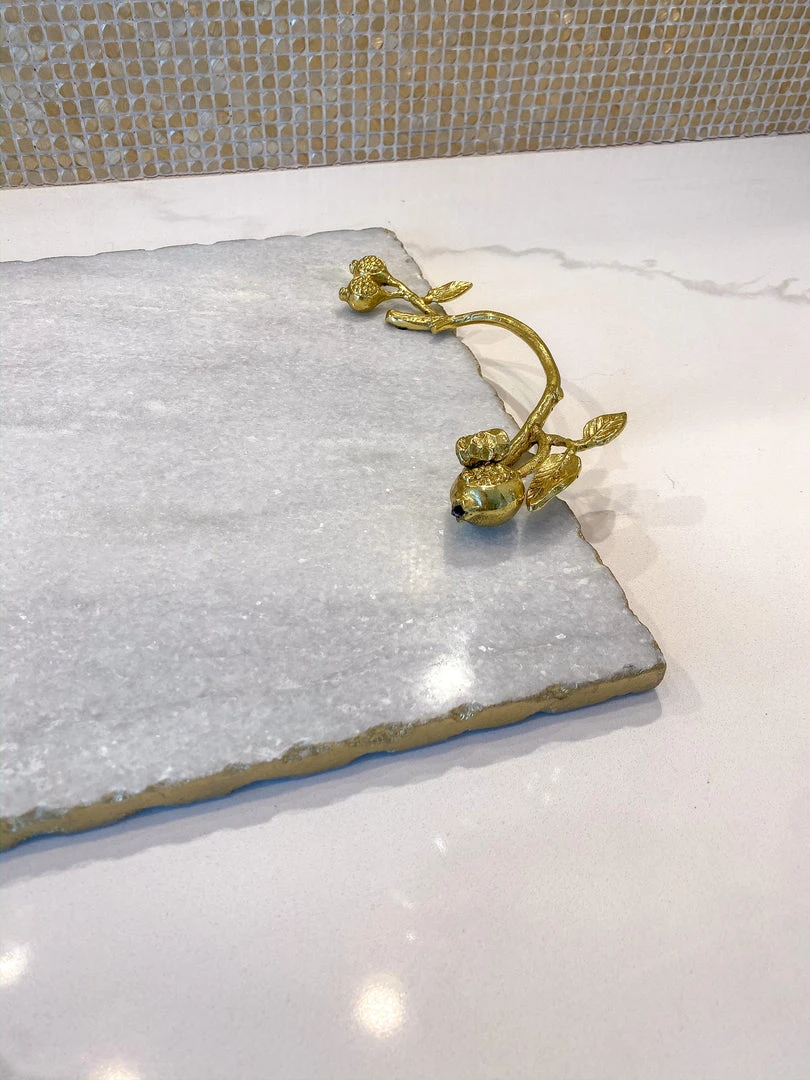 Inspire Me! Home Decor Large Marble Tray With Gold Pomegranate Handles 5 Inspire Me! Home Decor Large Marble Tray With Gold Pomegranate Handles
