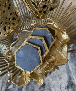 Inspire Me! Home Decor Gold Openwork Leaf Decor/ Trivet