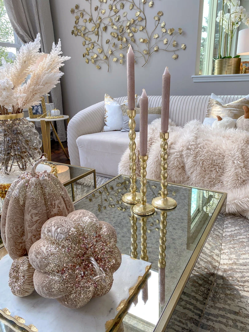 Inspire Me! Home Decor Gold Bead Design Candle Stick (3 Sizes) 3 Inspire Me! Home Decor Gold Bead Design Candle Stick (3 Sizes)