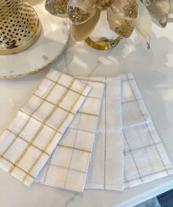Inspire Me! Home Decor Set Of 2 Metallic Thread Gold Silver Dish Cloths