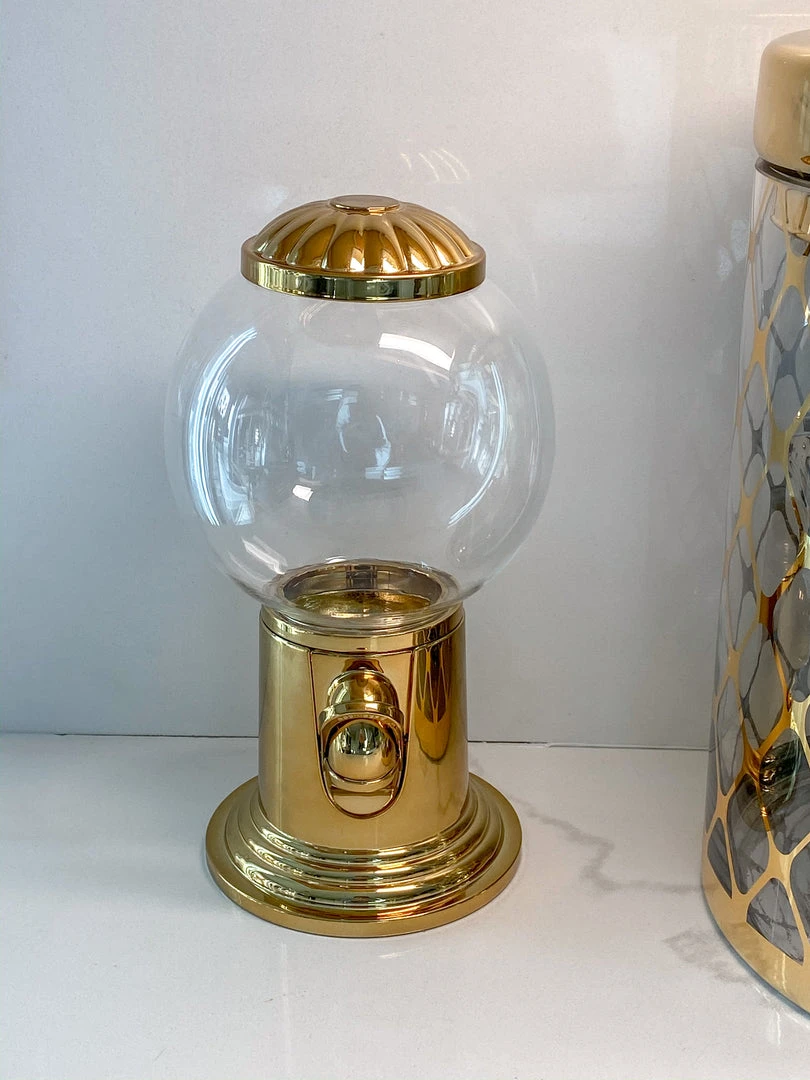 Inspire Me! Home Decor Gold Gumball Machine 3 Inspire Me! Home Decor Gold Gumball Machine
