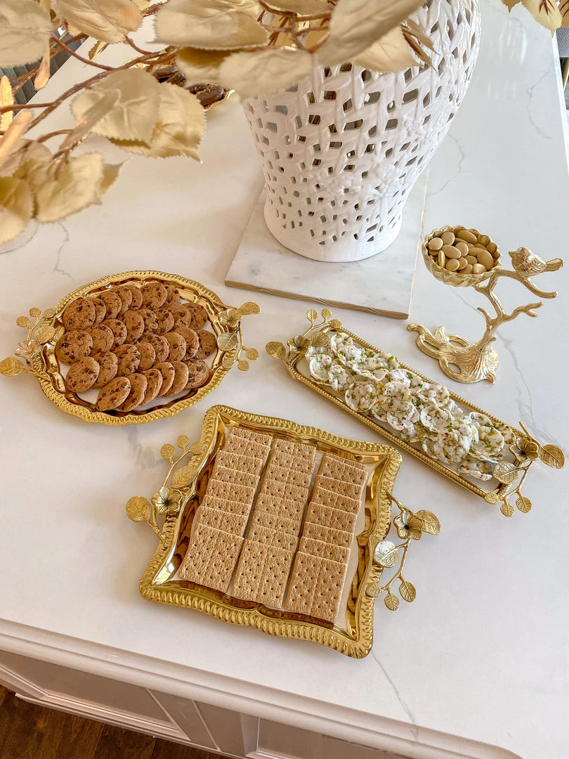 Inspire Me! Home Decor Square Gold Floral Tray With White Enamel Interior 8 Inspire Me! Home Decor Square Gold Floral Tray With White Enamel Interior