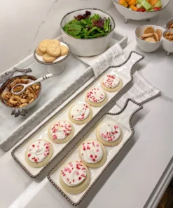 Inspire Me! Home Decor Long Silver And White Beaded Tray 12 Inspire Me! Home Decor Long Silver And White Beaded Tray