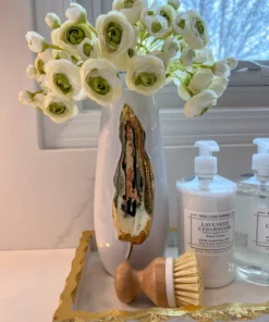 Inspire Me! Home Decor White Ceramic Vase With Gold Leaf Design (3 Sizes) 16 Inspire Me! Home Decor White Ceramic Vase With Gold Leaf Design (3 Sizes)