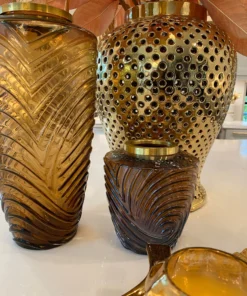 Inspire Me! Home Decor Amber Textured Vase With Gold Rim (2 Sizes) 10 Inspire Me! Home Decor Amber Textured Vase With Gold Rim (2 Sizes)