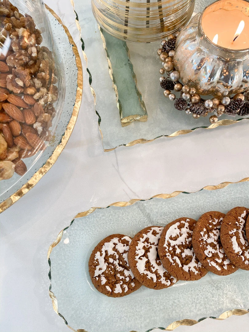 Inspire Me! Home Decor Glass Oval Tray With Hammered Gold Edge 6 Inspire Me! Home Decor Glass Oval Tray With Hammered Gold Edge