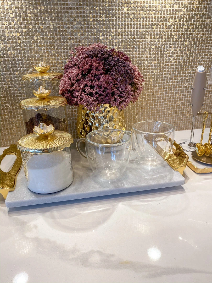 Inspire Me! Home Decor Marble Tray With Gold Lava Handles 12 Inspire Me! Home Decor Marble Tray With Gold Lava Handles