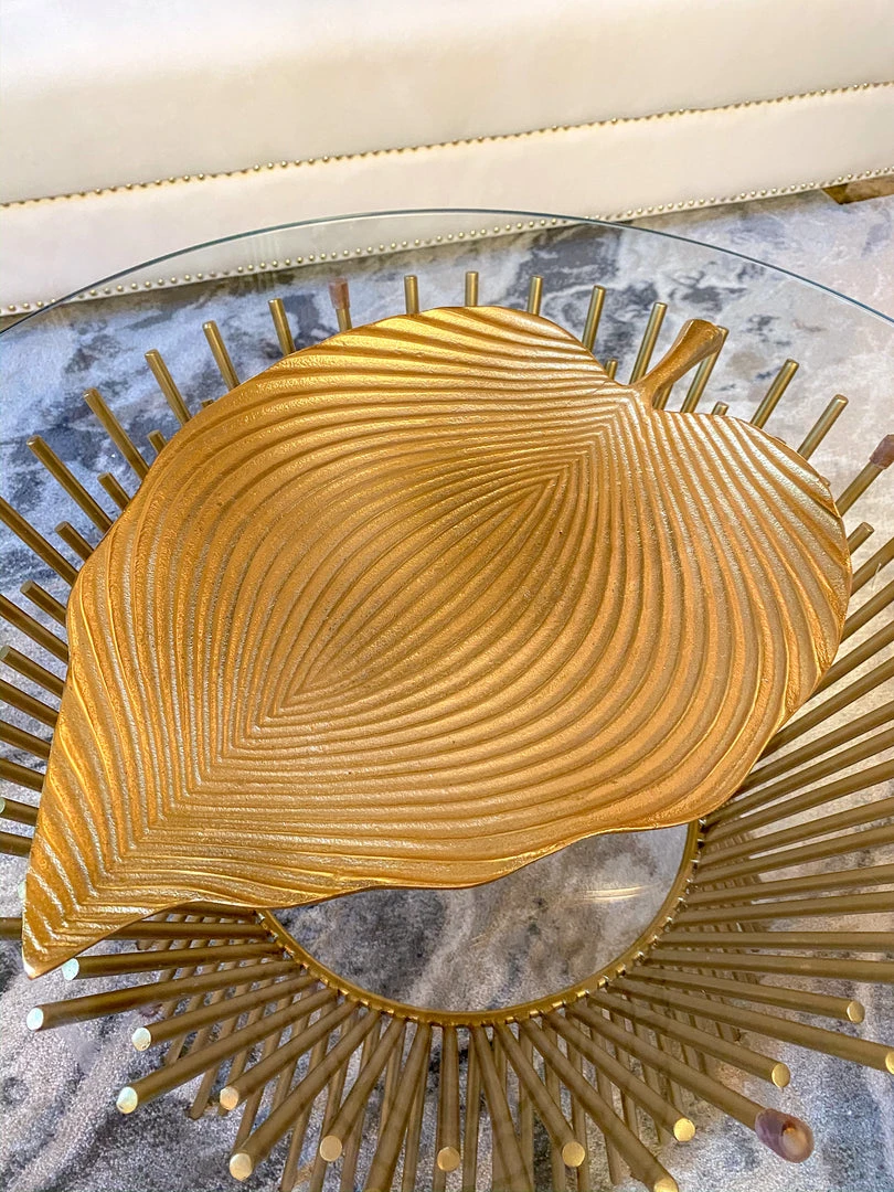 Inspire Me! Home Decor Large Gold Engraved Leaf Tray 5 Inspire Me! Home Decor Large Gold Engraved Leaf Tray