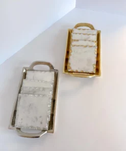 Inspire Me! Home Decor Marble Coasters W/ Gold Trim And Tray Set