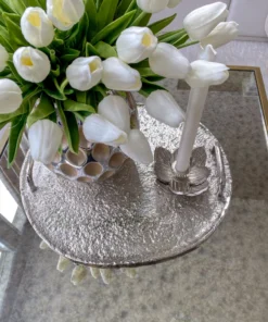 Inspire Me! Home Decor Silver Metal Textured Organic Shape Tray