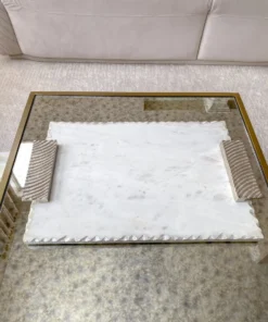 Inspire Me! Home Decor Marble Tray W/ Silver Edge And Textured Handles 10 Inspire Me! Home Decor Marble Tray W/ Silver Edge And Textured Handles