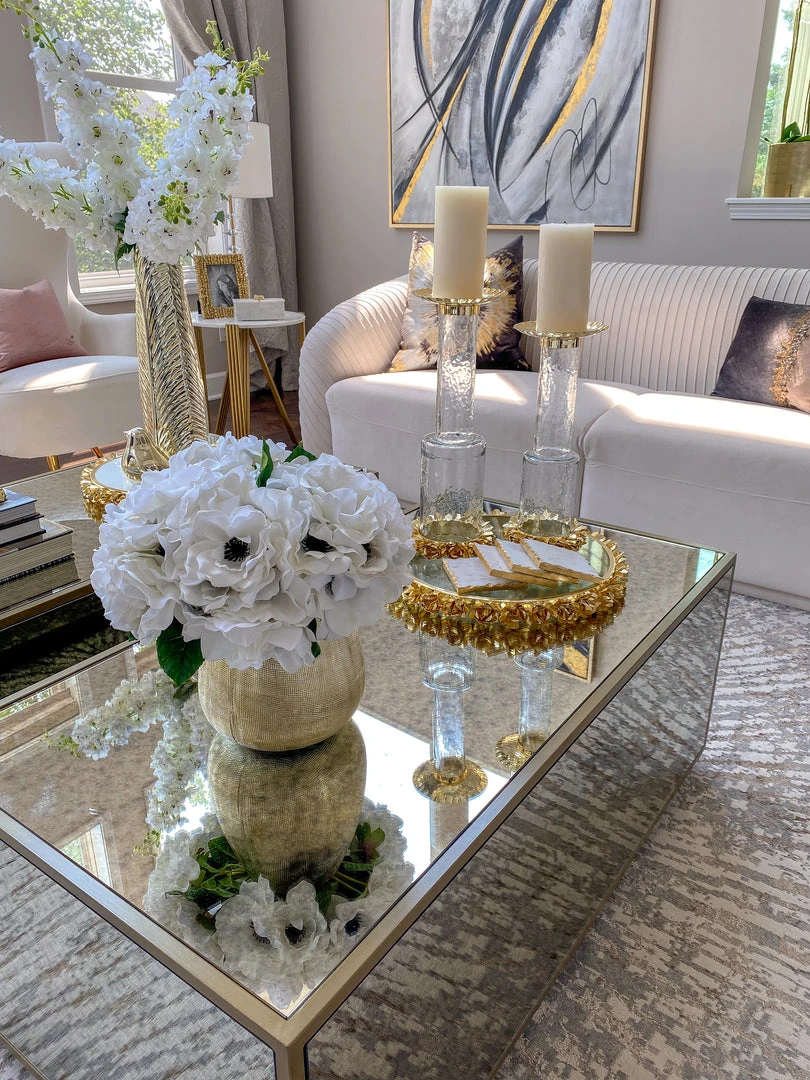 Inspire Me! Home Decor Glass Candle Holder With Gold Metal Floral Details (2 Sizes) 10 Inspire Me! Home Decor Glass Candle Holder With Gold Metal Floral Details (2 Sizes)