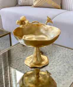 Inspire Me! Home Decor Gold Floral Bowl On Pedestal 10 Inspire Me! Home Decor Gold Floral Bowl On Pedestal
