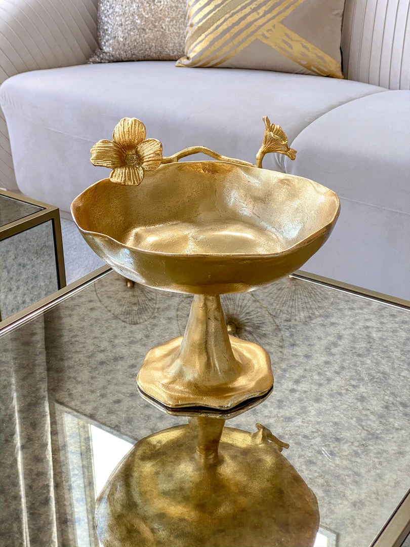 Inspire Me! Home Decor Gold Floral Bowl On Pedestal 5 Inspire Me! Home Decor Gold Floral Bowl On Pedestal