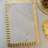 Inspire Me! Home Decor Gold Large Rectangle Marble Tray With Ripple Edge (2 Colors)