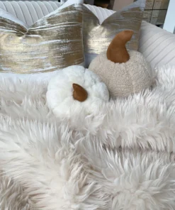 Inspire Me! Home Decor Faux Fur Ivory Pumpkin Pillow