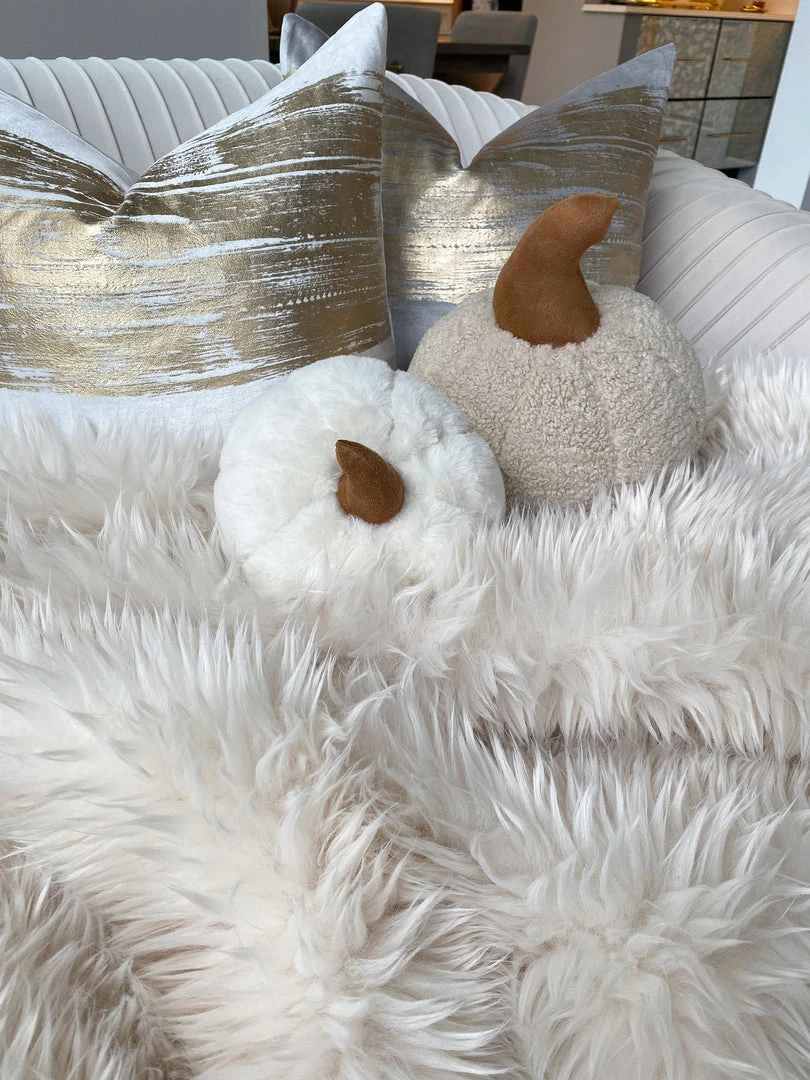 Inspire Me! Home Decor Faux Fur Ivory Pumpkin Pillow 3 Inspire Me! Home Decor Faux Fur Ivory Pumpkin Pillow