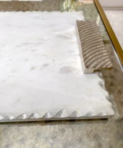 Inspire Me! Home Decor Marble Tray W/ Silver Edge And Textured Handles 9 Inspire Me! Home Decor Marble Tray W/ Silver Edge And Textured Handles