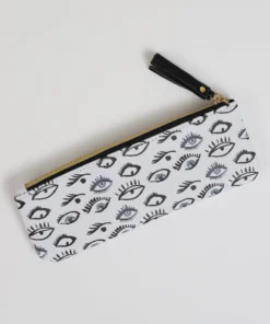 Inspire Me! Home Decor Faux Leather Evil Eye Travel Pouch Gold